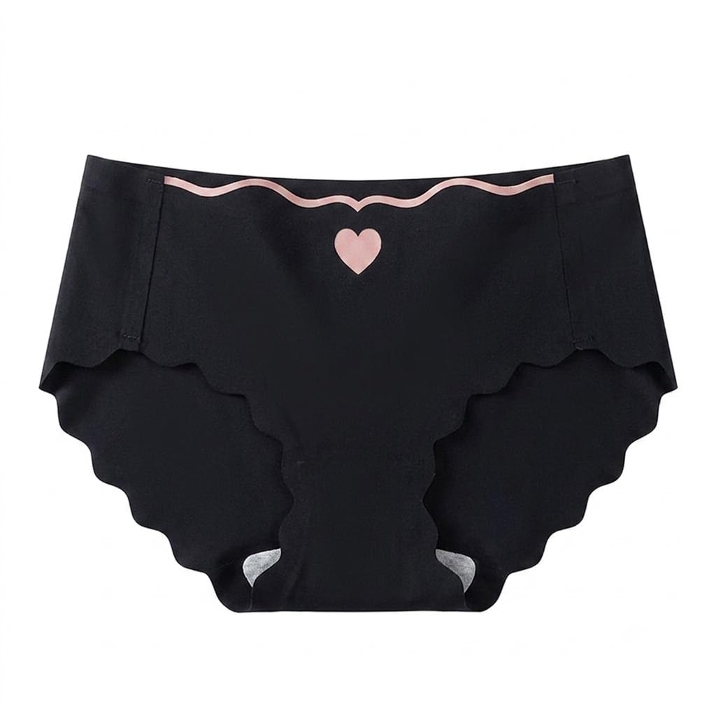 vikimo Women's Seamless Briefs with Heart Print,Black-picture-30