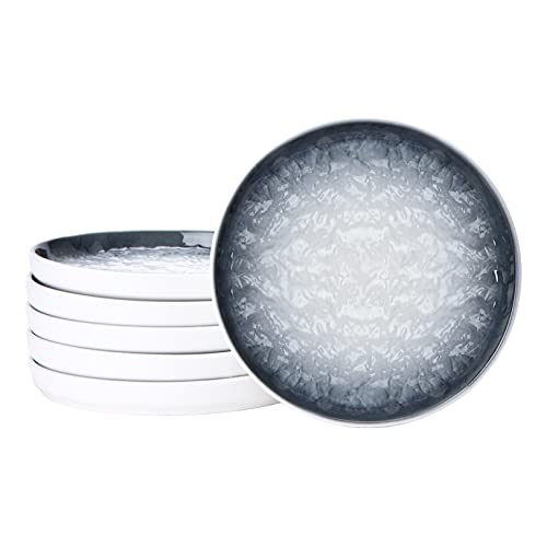 Eglaf 6'' Ceramic Small Appetizer Plates - Porcelain Gradient Water Wave Embossed Texture - Dessert Plates for Tea Party, Cake, Ice cream, Waffles, Apple Pie, Snacks (Set of 6 - Gray) Eglaf 6'' Ceramic Small Appetizer Plates - Porcelain Gradient Water Wave Embossed Texture - Dessert Plates for Tea Party, Cake, Ice cream, Waffles, Apple Pie, Snacks (Set of 6 - Gray)