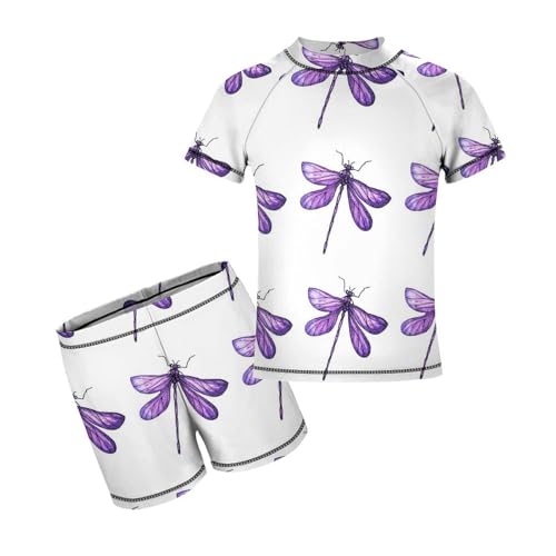 Chic Purple DragonfliesChildren's Swimsuits Boys Two Piece Suit8-10Y（130cm）