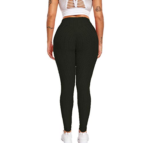 Womens High Waisted Yoga Pants Tummy Control Scrunched Booty Leggings Workout Running Butt Lift Textured Tights Black