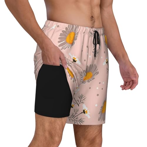 Mens Swim Trunks Short with Compression Liner 7 Inch Swimming Trunks Swimwear Bathing Suits