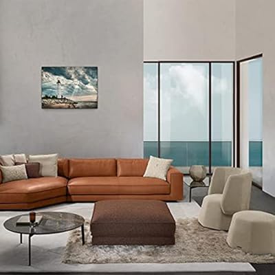 Lighthouse Wall Art Coastal Teal Picture Ocean Seascape Canvas Prints Landscape Beach Turquoise Blue Nature Paintings… 41Ys36fqmRS. SS400