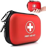 Botiquín de Primeros Auxilios Completo, Botiquín de Viaje y Maletín Primeros Auxilios, Botiquín Portátil Pequeño en Estuche Rígido de Goma EVA Impermeable para Coche, Moto, Camper y Mochila