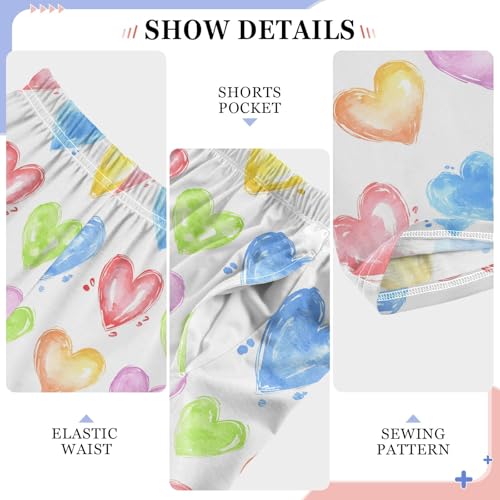 senya Watercolor Hearts D Long Pajama Pants Bottoms Soft Sleepwear with Pockets4