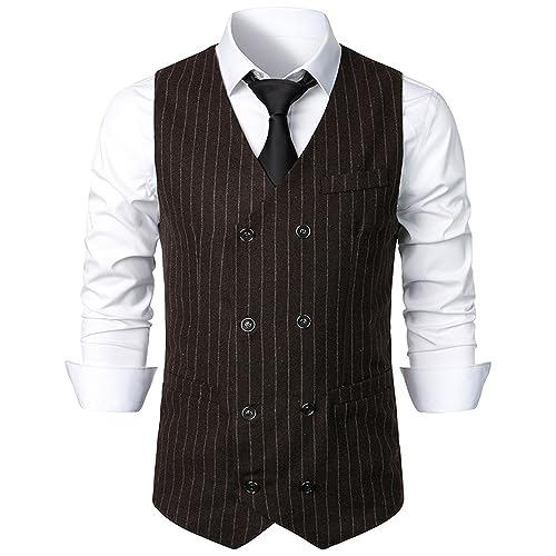 Mens Formal Work Vests Casual Lightweight Business Prom Double Breasted Vest Wedding Party Groomsmen Waistcoats2
