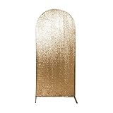 SPPEOUKJ Hochzeitsbogen Abdeckung Splitter-Gold-Pailletten-Spandex-Hintergrund, Blitz-Hochzeit, Geburtstag, Glitzerbogen, doppelseitiger Wandhintergrund Fur Deko(Gold Yellow,100x210cm)