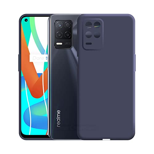 Image of Case Creation Liquid TPU Silicone Cover for Realme Narzo 50 Soft Case,Anti-Dirty Slim Case Matte Candy TPU Raised Bezel (Splash of Color) Back Case Cover for Realme Narzo 50 -Navy Electric Blue