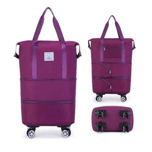 Image of Yatee Foldable Trolley Travel Bag with Wheels for Women & Men, Expandable Rolling Duffel Bag, Large Capacity Lightweight Luggage, Waterproof Carry Tote with Detachable Wheels for Travel