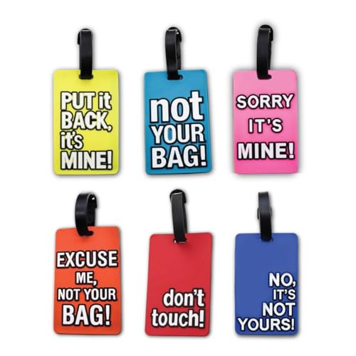 OneLine Luggage Tags for travel accessories and Travel Bags Set of 6 Unique Colorful Tags Suitcase Identify Labels With Name Id Card for Men Women (Rectangular)