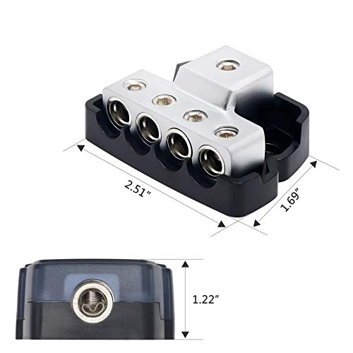 Recoil Db14 4 Way Power Distribution Block, 1 X 0/2/4 Gauge In / 4 X 4/8 Gauge Out Power Distribution Ground Distributor Block For Car Audio Amplifier Splitter (1Pcs) #TOP6