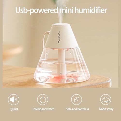 Image of Smart Ultrasonic Humidifier Small Essential Oil Diffuser 280ml, Quiet Aromatherapy Mini Humidifiers,Air Diffuser for Office Bedroom,Cool Mist Diffuser with Waterless Auto Shut-Off Protection