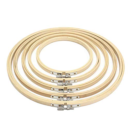 Hotaluyt Point de Croix Broderie Ronde Hoop Anneau en Bois de Bambou Cercle Cadre de Bricolage Craft Couture Outil 13/17/21/24/27 cm