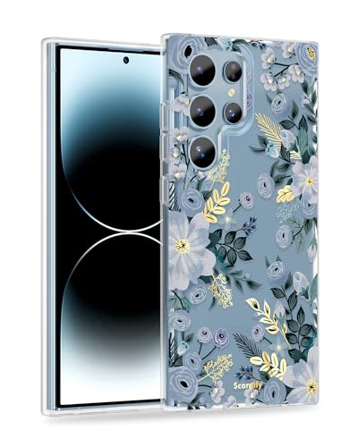 Coque fine antichoc Samsung S22 Ultra transparente transparente fleurie SCORPIFY