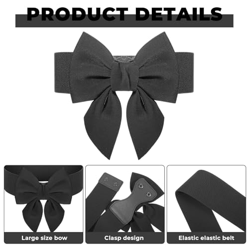 Bow Belt Bowknot Sash Belt Elastic Stretchy Waist Belt 'Wide Vintage Cinch Belt for Dress Jeans Bridal Wedding Prom3