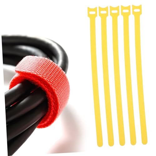 TEHAUX 100 piezas de tiras reutilizables de gancho y bucle para cables, pequeñas correas para gestión de cables de carga y organizador de cables para electrodomésticos, amarillas autoadhesivas para electrónica miniatura 7