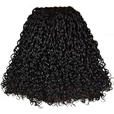 Extensiones de cabello humano rizado Pixie de doble trama, extensiones de cabello brasileño sin procesar, tejido negro natural. Quick Weave(10inch)