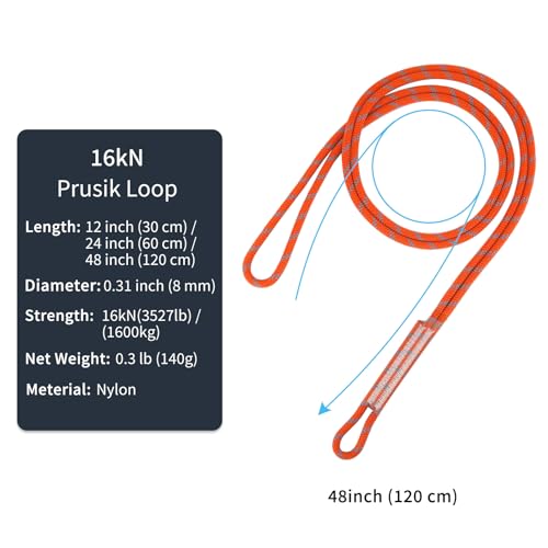 NewDoar Corda de Montanhismo Prusik 8 mm Pré-Costurada 12