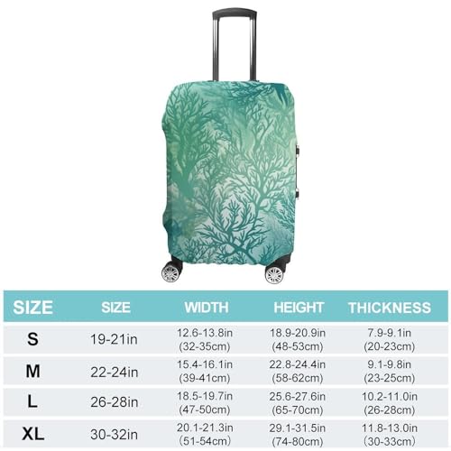 Green Sea Blue Seaweed Luggage Covers Tsa Approved Suitcase Cover Elastic Washable Luggage Sleeve Carry on Cover Protector Anti-Scratch Suitcase Protector Fits 19-30 Inch Case(S)2