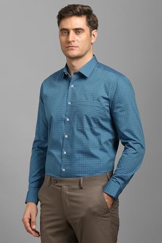 Image of Louis Philippe Men's Slim Fit Easy to Iron Everyday wear Premium Cotton Full Sleeve Checks Formal Shirt