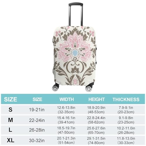 Peach And Brown Pattern Elastic Luggage Cover Suitcase Protector for 19-32 Inch Suitcases | Universal Stretchable Travel Bag Cover | Anti-Scratch, Washable with Zipper Closure M2