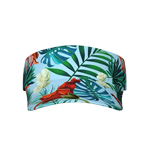 Hawaiian Tropical Flower Sport Sun Visor Hats Adjustable Empty Top Baseball Cap Flower Ball Caps For Women And Men #TOP22