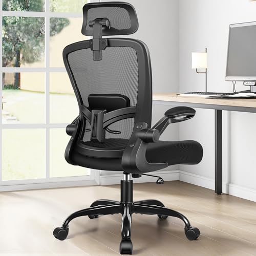 FelixKing Silla de oficina ergonómica, silla de escritorio con reposacabezas con soporte lumbar ajustable, silla giratoria para oficina en casa con respaldo alto y reposabrazos, silla de juegos de