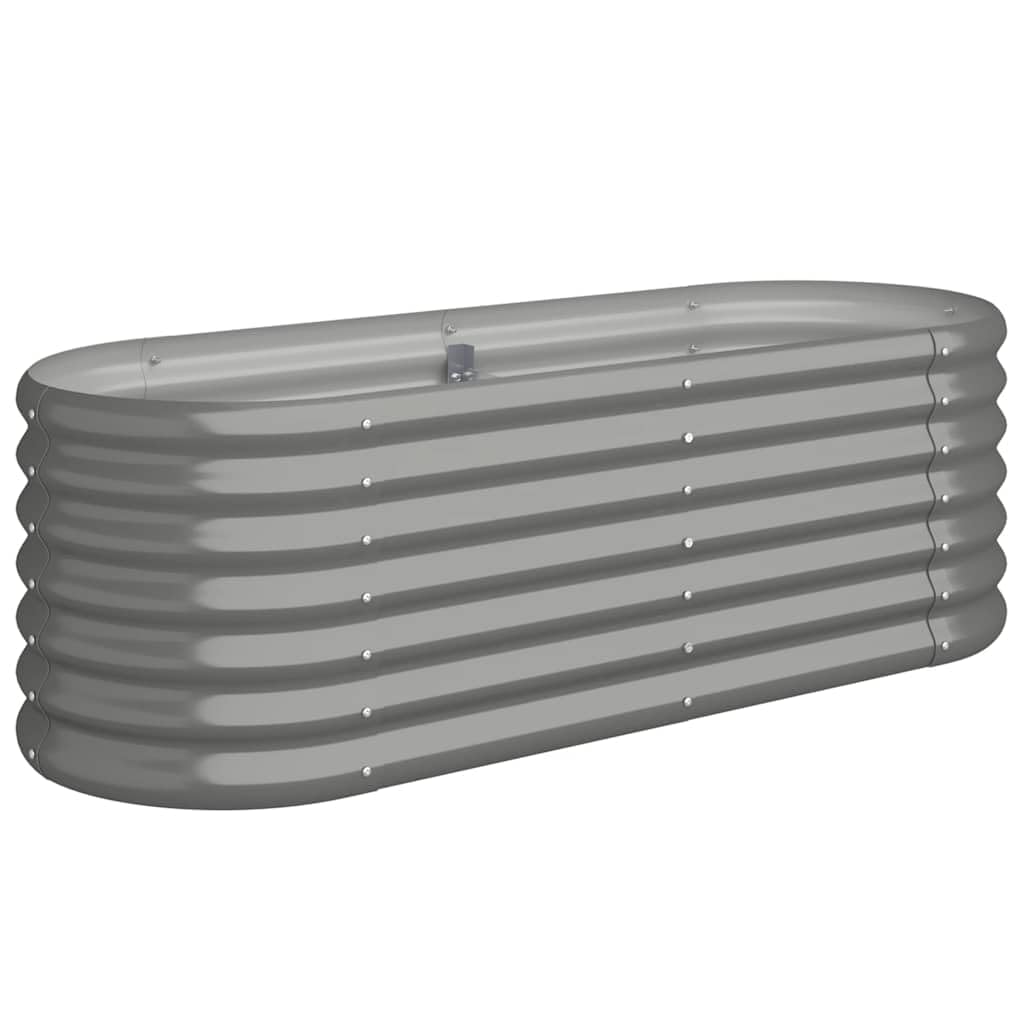vidaXL Garden Raised Bed Flower Stand Pot Plant Tray Balcony Flower Box Plant Pot Stand Patio Planter Box Galvanised Steel 114x40x36 cm Grey