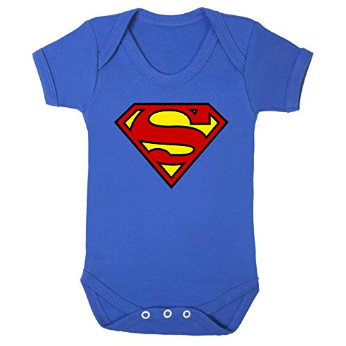 Superman - Baby Bodys/Strampler Romper Onesie Unisex 100% Baumwolle 3-6 Monate Blau