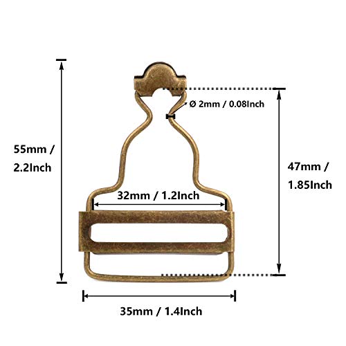 Overall Dungaree Buckles Adjuster, 1-1/2'' Wide Bottom, For Rompers Skirt Garment Sewing Diy, Bronze - 20 Pcs #TOP1