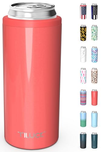 TILUCK Skinny Can Cooler, Stainless Steel Insulated Slim Cans, 12 oz