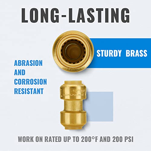 Sungator Fittings 1/2 Inch, Pushfit Plumbing Fittings 1/2 Inch, Push 1/2 Inch Coupling Fittings, No Lead Brass Push To Connect Fittings For Pex, Copper thumb #2