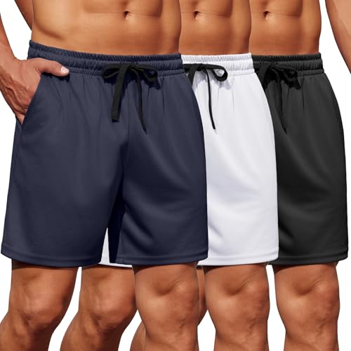 COOFANDY Men's Gym Shorts 3 Pack Mesh Athletic Workout Shorts Lightweight Quick Dry Drawstring Shorts with Pockets