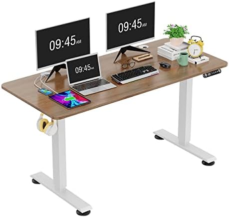 farexon Electric Standing Desk Adjustable Height, 48”x 24‘’Stand up Desk with Double Crossbeam Structure, Four Preset Heights, Current Protection Function,18mm Tabletop