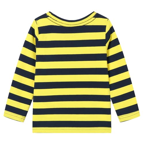 Image of LittleSpring Unisex Kids Long Sleeve Striped Tee Shirt Tagless Crew Neck Cotton T-Shirt
