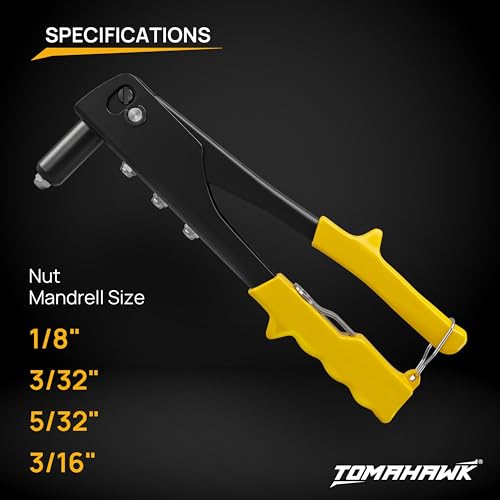 Image of TOMAHAWK Heavy Duty Riveter Set with 16Nozzles & Anti-Corrosion Properties Ideal for Joining & Fabrication Metals Sheet, Leather & Plastic Parts | Premium Quality Tool | Trusted Tomahawk Quality