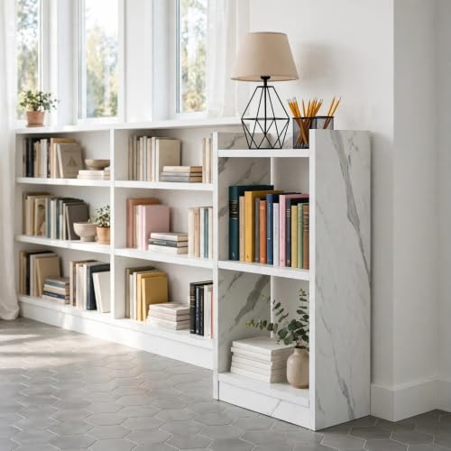 Image of SBF Furniture 3 Tier Wooden Bookshelf, Engineered Wood Book Rack, Multipurpose Storage Shelf for Books, Decor & Kitchen, Compact Space-Saving Shelf (White)