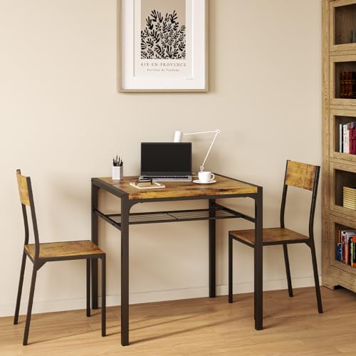 Image of Gizoon Dining Table Set for 2, 3 Piece Kitchen Table with 2 Chairs for Small Space, Apartment, Kitchen, Dining Room, Space-Saving