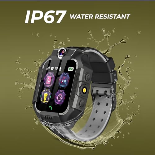 Image of GameSir Kids Smartwatch for Boys & Girls, Men & Women, Sim Card Support, Location Tracker /GPS System, Music Player, Camera, Video,Notification, Alarm, Waterproof, Calling Smart Watch-Black
