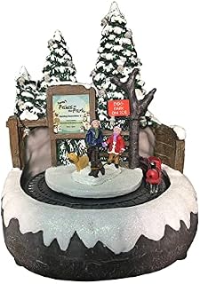 Perfeclan Christmas Winter Snow Scene Village House Music Ornament Sculpture for Indoor Holiday