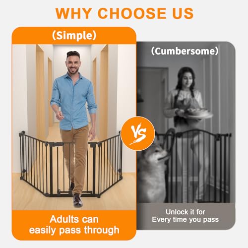 Aodbicy YG-V6-65-3-B 25.6 Inch Tall Baby Gate,80 Inch Extra Wide Baby Gate Easy To Pass,Auto Close Dog Gate With Door Walk Through, Pet For House Stairs Doorways Fireplace thumb #1