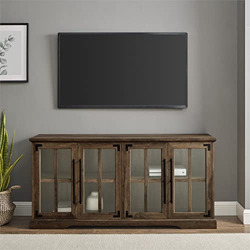 Pemberly Row Farmhouse 4 Door Wood TV Stand for TVs up to 58