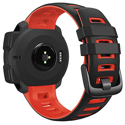 Bracelet en silicone pour Garmin Instinct et Instinct Solar noir et rouge