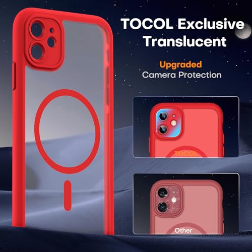 Image of TOCOL for iPhone 11 Case, Compatible with Magsafe, Full Camera Protection, Built-in Magnets, Drop Protection, Translucent Matte Phone Case for iPhone 11 6.1 inch (Red)