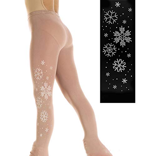 COYI Frauen Mädchen Strass Figur Skating Strumpfhosen Mit Kristalle Warme Hoch Taillierte Eiskunstlauf Strümpfe Leggins Für Rollschuhkunst Skating Tights(Size:S,Color:Beige) Cover