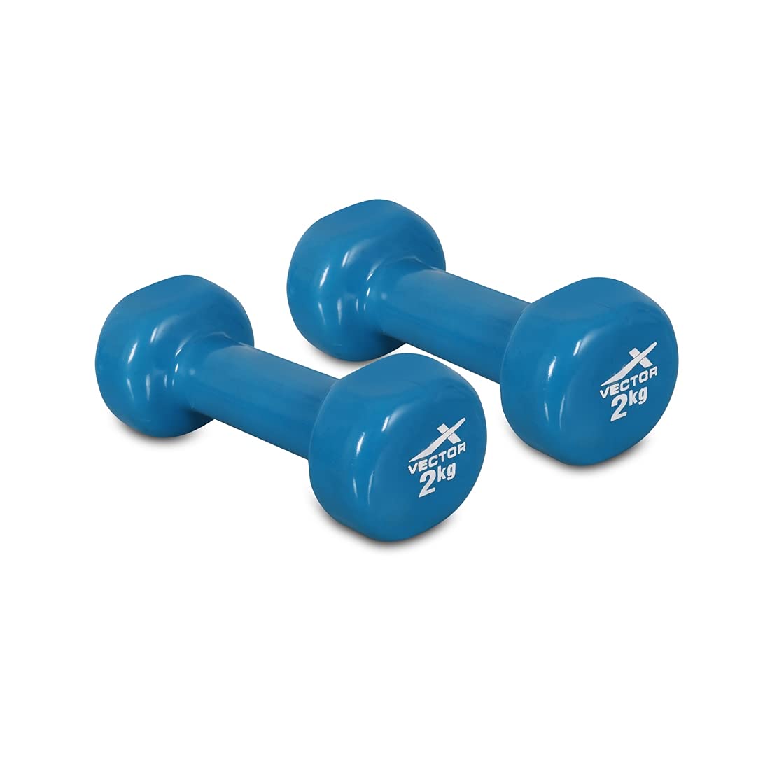 Vector X PVC Round Shape Dumbbells Set of 2 for Gym Exercise Training Home Workout Weight Dumbbell for Men and Women Body Building (2x2 Kg) - Blue-image-36