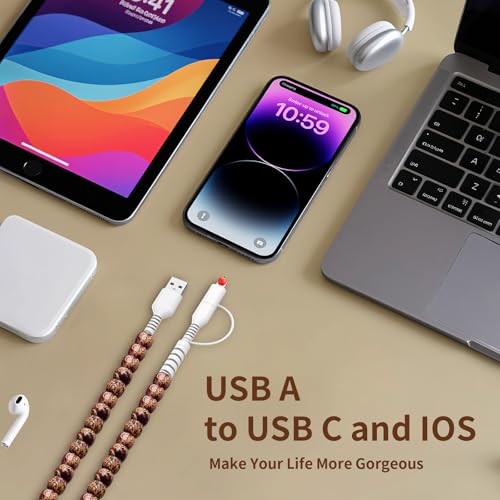 Image of Aolcev USB C Cable 2 in 1 Multi USB A to USB C Fast Charging Cable 3.3FT