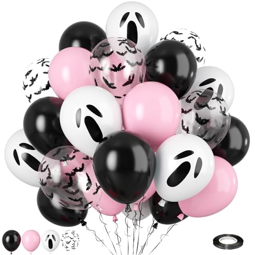 Biapian 60 Pcs Pink Halloween Balloons, 12 Inch Halloween Ghost B...