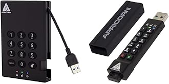 Apricorn 500GB Aegis Padlock USB 3.0 256-bit AES XTS Hardware Encrypted Portable External Hard Drive (A25-3PL256-500) and Apricorn 32GB Aegis Secure Key 3Z 256-bit AES XTS Hardware Encrypted FIPS 140-2 Level 3 Validated Secure USB 3.0 Flash Drive (ASK3Z-32GB),Black