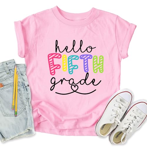 Image of First Day of School Shirt Girls Boys Preschool to 5th Grade Tshirt Kids Back to School Graphic Tee Tops
