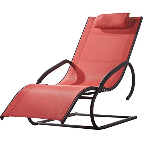Genérico Tumbona reclinable Tumbonas Plegables Cama de jardín Tumbona reclinable Silla de Oficina Reposacabezas Gravedad Cero Durable Fuerte para Playa Patio Jardín Acampar al Aire Libre,Ro